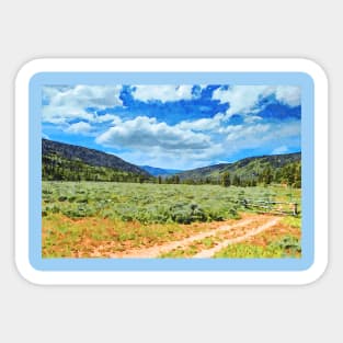 Watercolor of Provo River Valley, at the foot of the Uinta Mountains, Utah Sticker